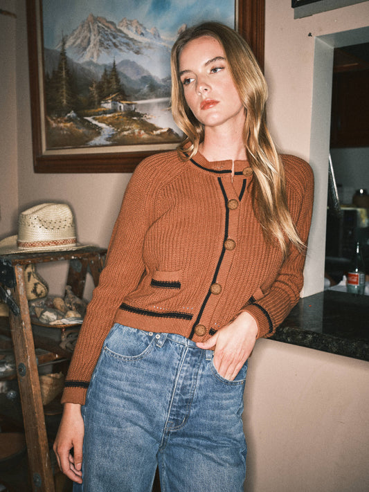 NUTMEG CHUNKY BUTTON DOWN CARDIGAN