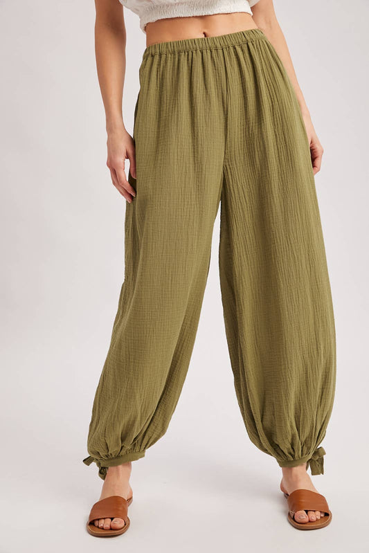 CRINKLED GAUZE JOGGER PANTS