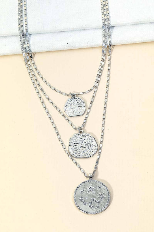 Layered Astral Coin Pendant Necklace