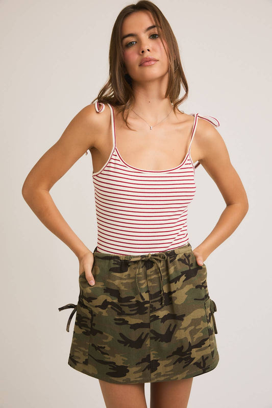 SHOULDER TIE SPAGHETTI BODYSUIT