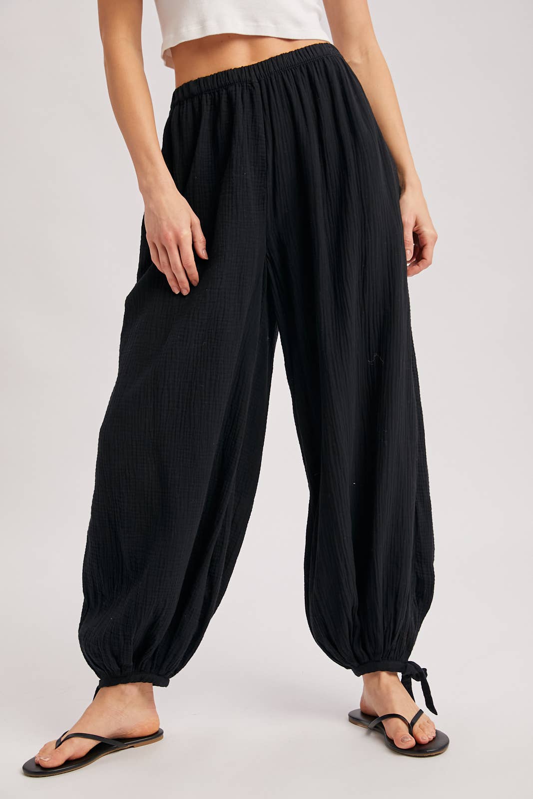 CRINKLED GAUZE JOGGER PANTS