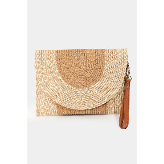 Two Tone Straw Clutch Bag