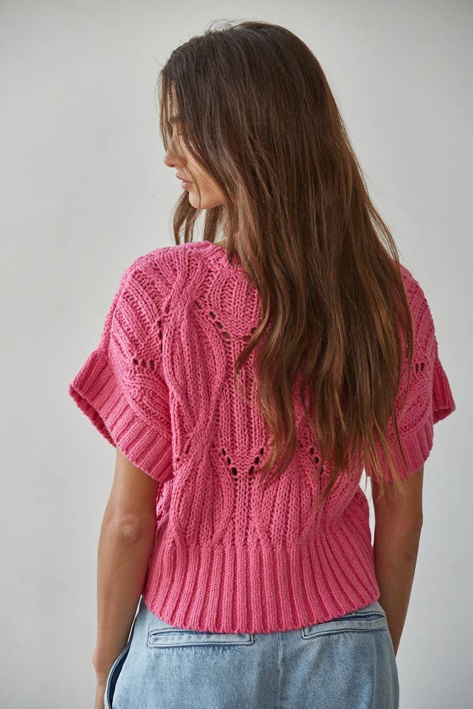 Knit Sweater Crochet Short Sleeve Top