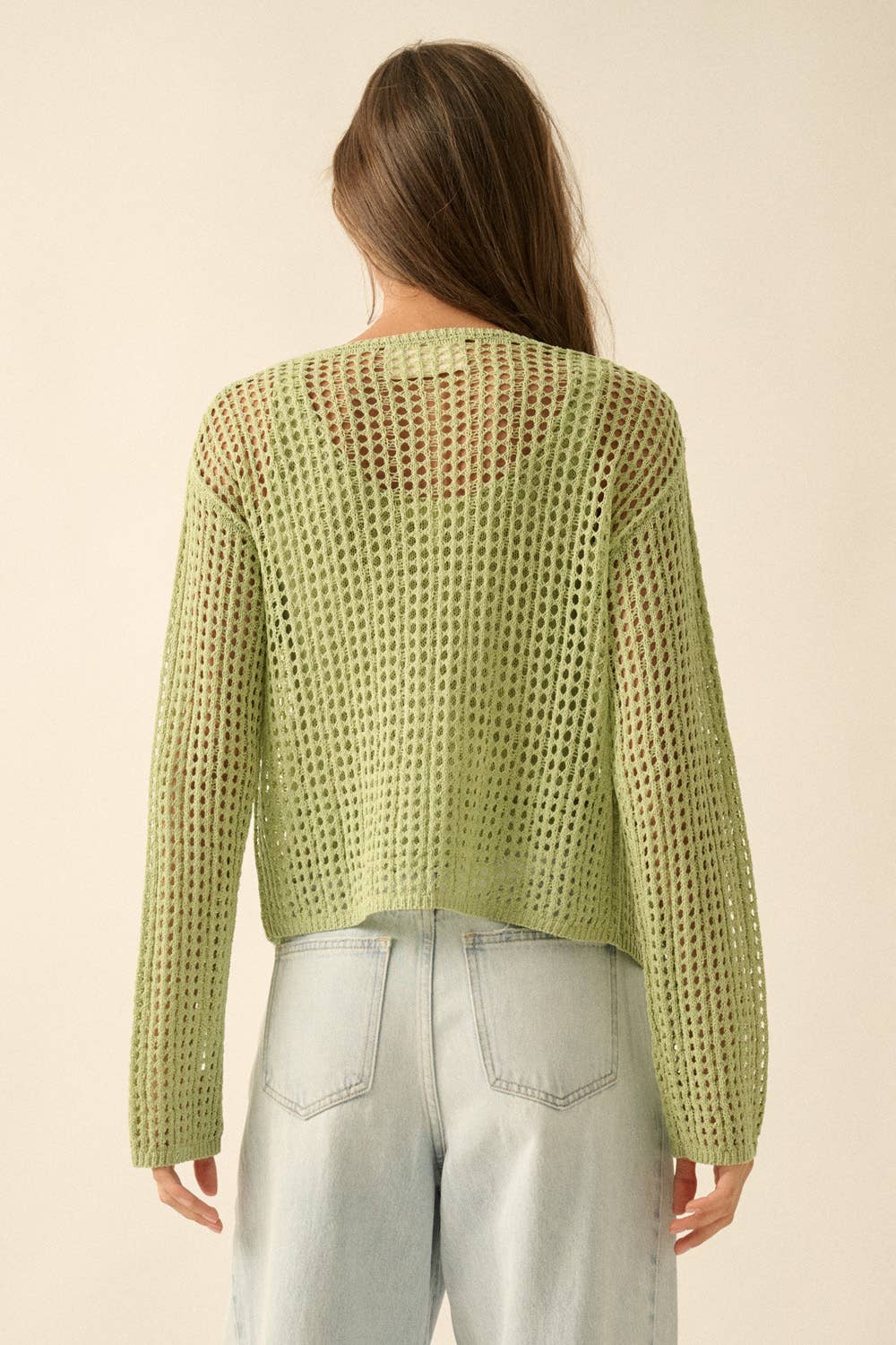 Crochet Open-Knit Cardigan and Tank Top Set