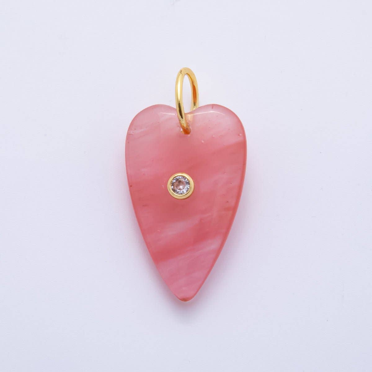 Long Heart Gemstone Charm