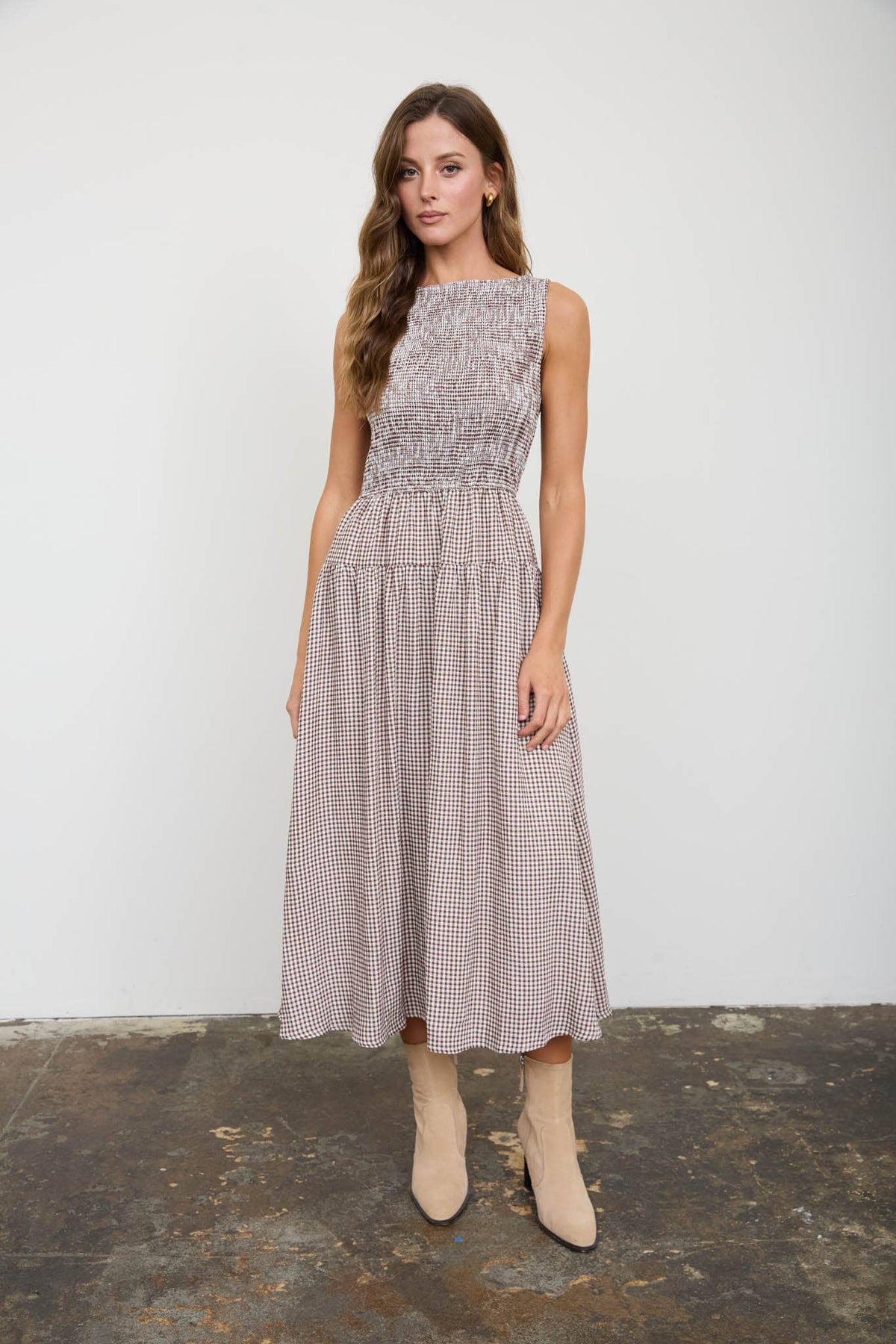 SIMPLY GINGHAM MIDI DRESS