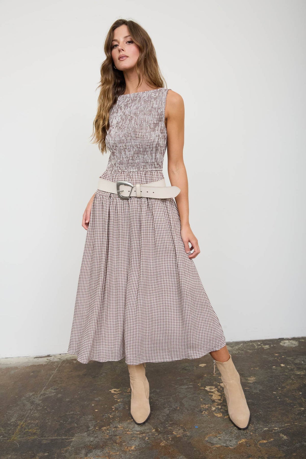 SIMPLY GINGHAM MIDI DRESS