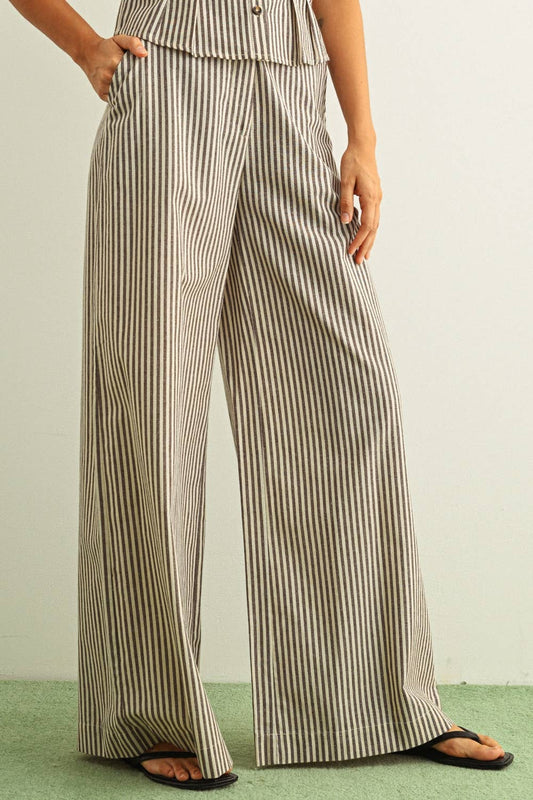 STRIPED PATTERN WIDE LEG TROUSER
