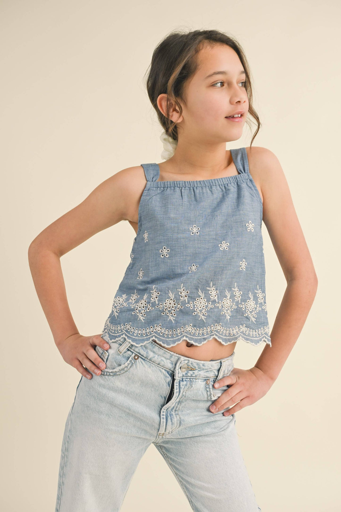 KIDS GIRLS BABYDOLL BACK CUTOUT TOP