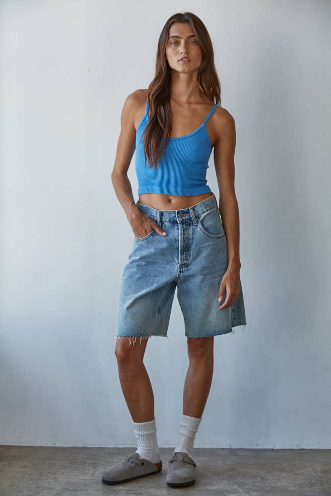 Knit Ribbed Seamless UV Neck Brami