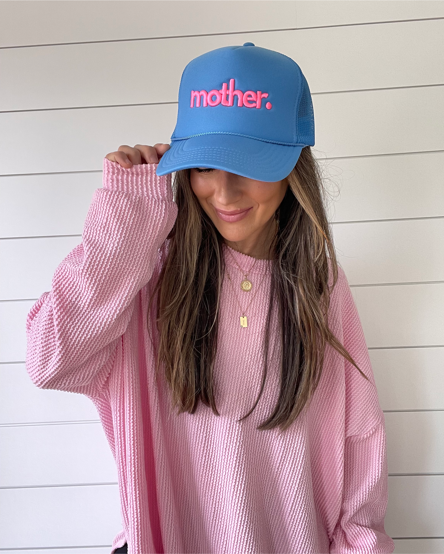 Mother Embroidered Trucker Hat -  Sky Blue