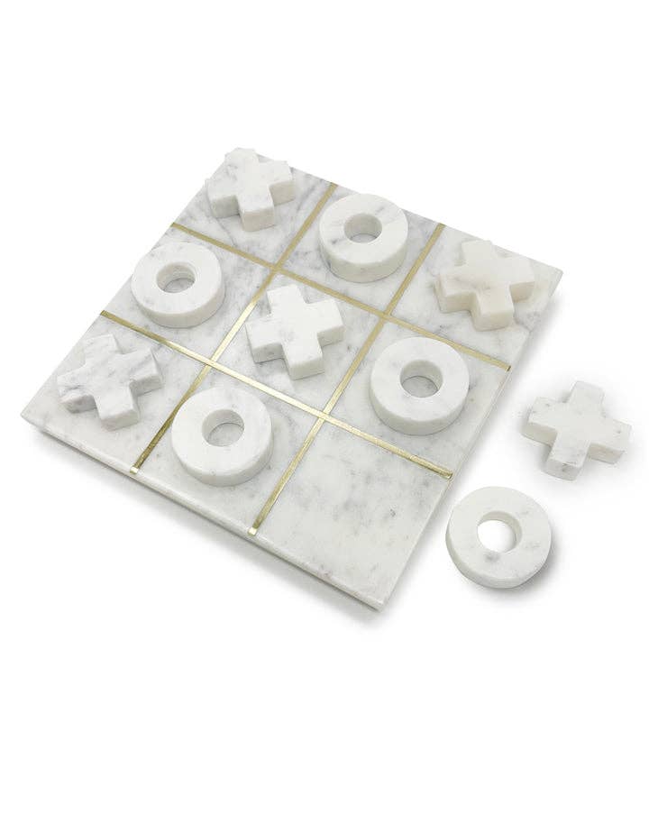Decorative White Marble Tic Tac Toe