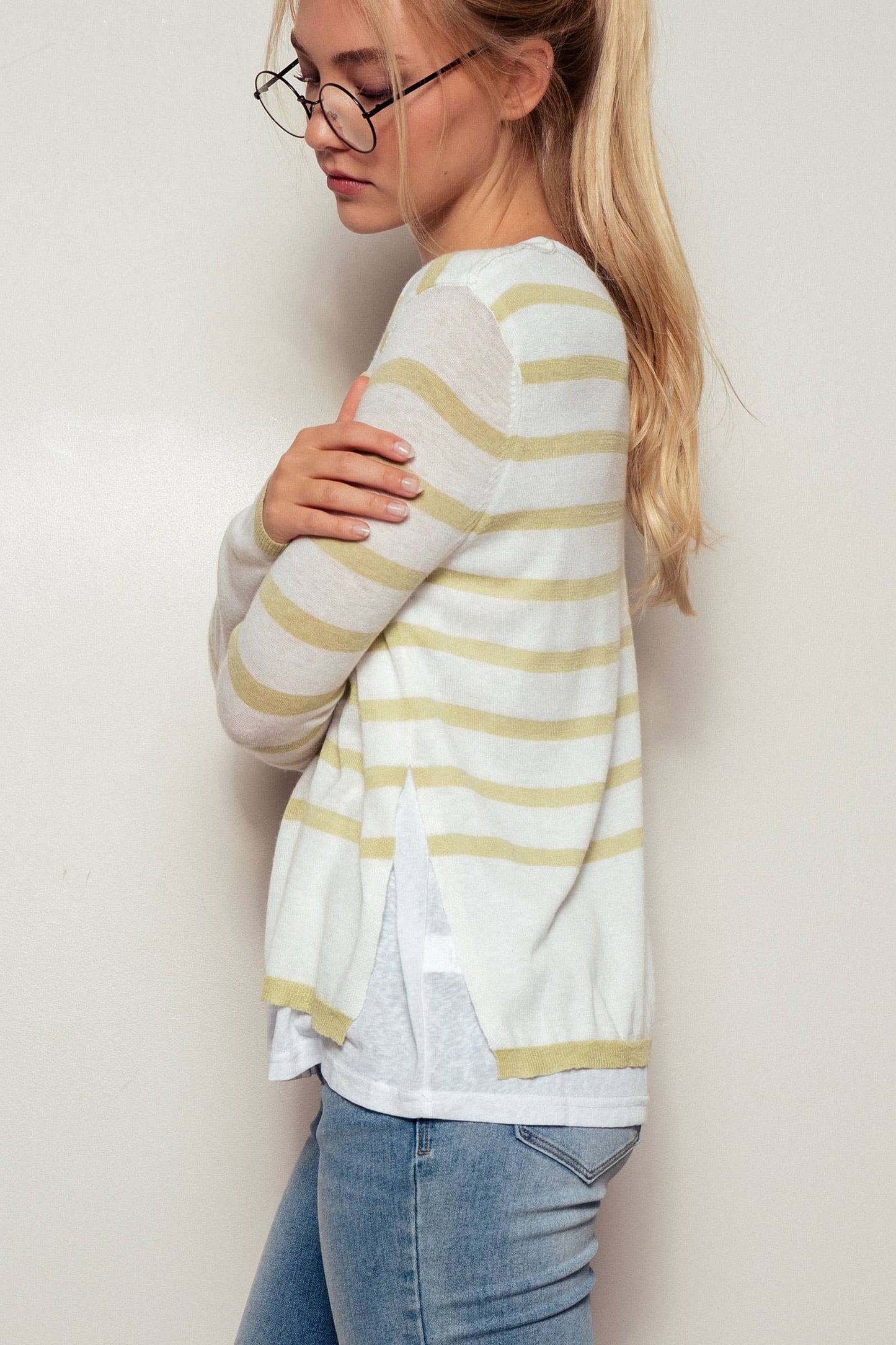 Crew Neck Long Sleeve Relaxed Fit Casual Sweater Top
