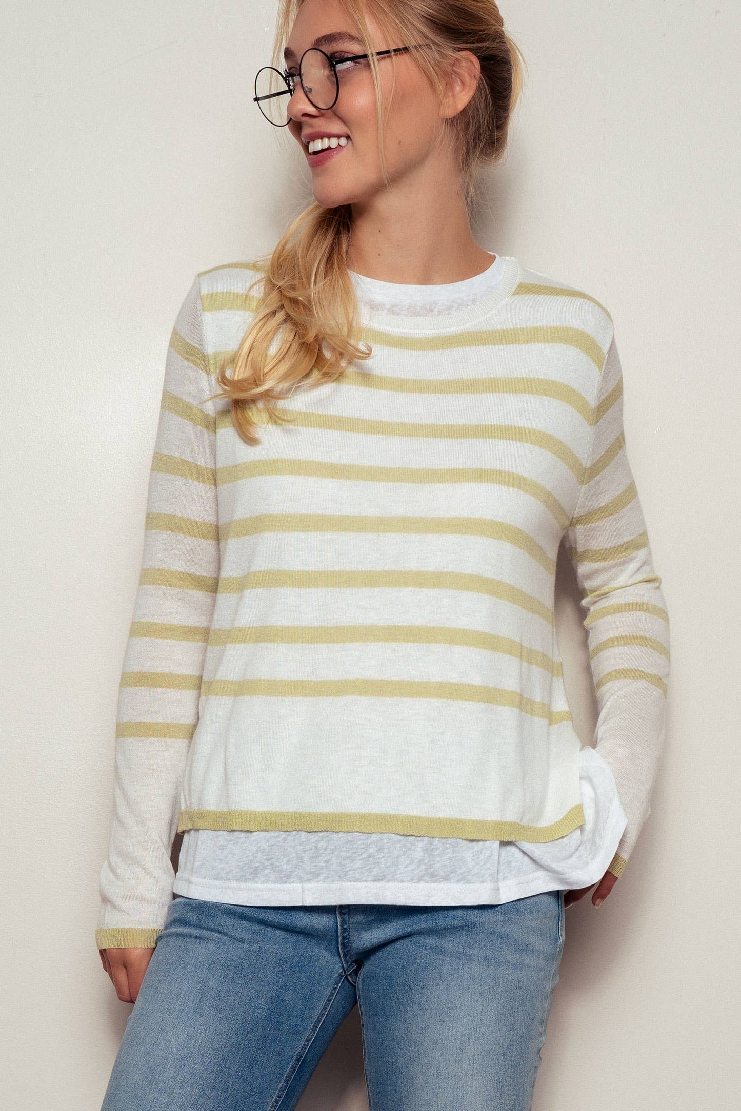 Crew Neck Long Sleeve Relaxed Fit Casual Sweater Top