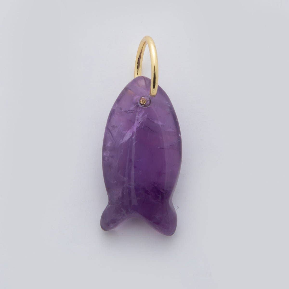 Natural Gemstone Fish Charm