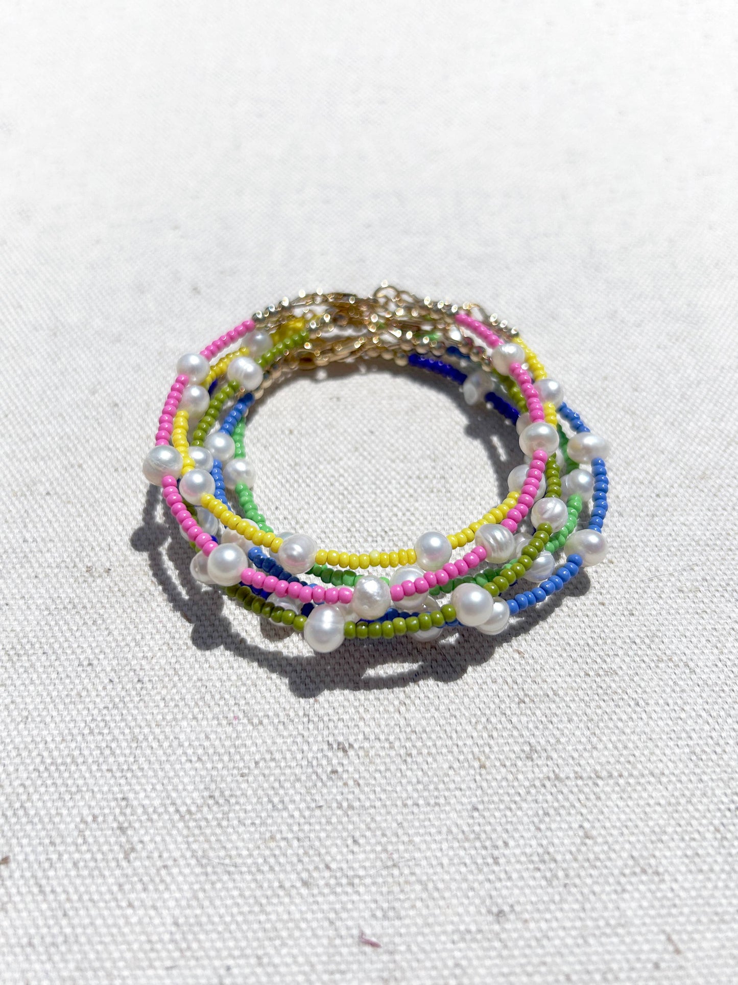 Bailey Handmade Colorful Pearl Seed Bead Bracelets Gold Fill