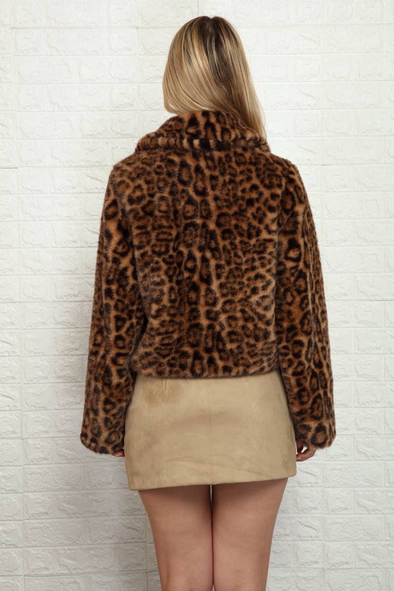 Animal Print Mink Faux Fur Jacket