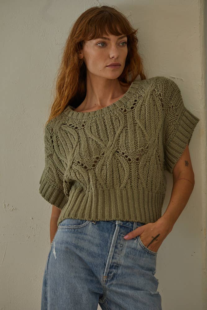 Knit Sweater Crochet Short Sleeve Top