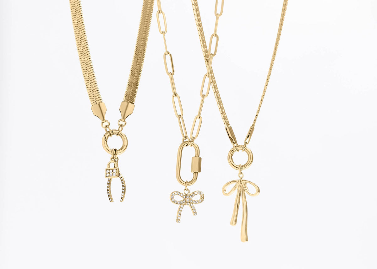 Gold Paperclip Carabiner Necklace
