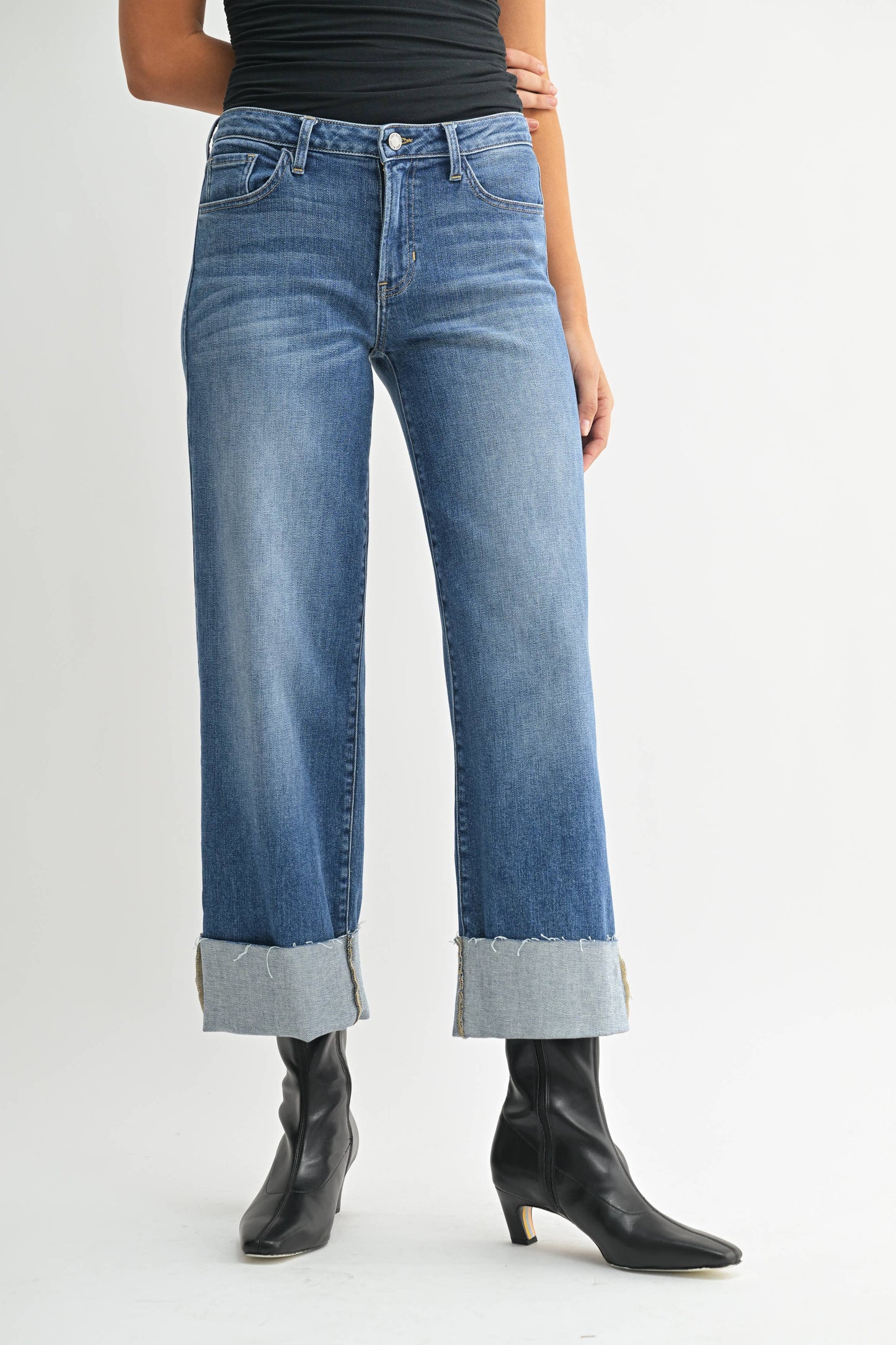 Scissor Cut Cuffed Wide Leg