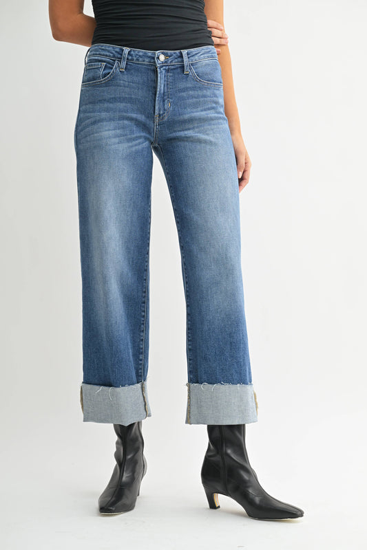 Scissor Cut Cuffed Wide Leg