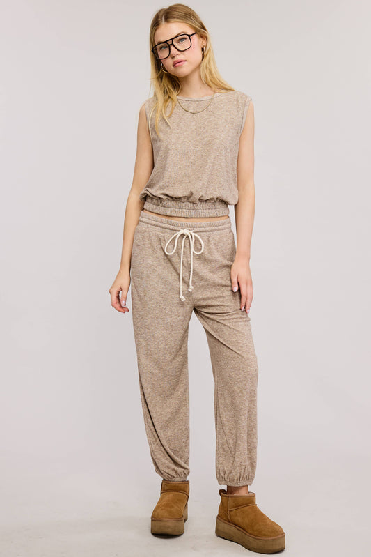 Terry Knit Tank and Jogger Sweatpants Matching Set