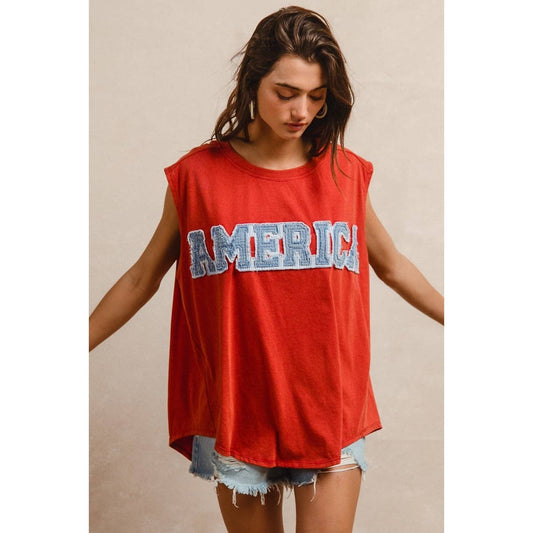 AMERICA PATCHED SLEEVELESS TOP