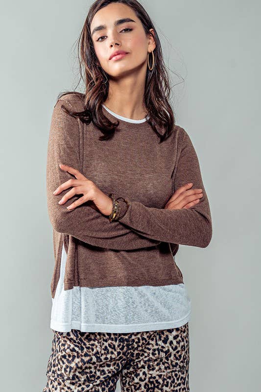 Crew Neck Long Sleeve Relaxed Fit Casual Sweater Top