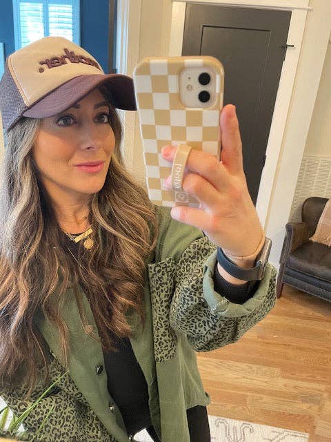 "mother." Embroidered Trucker Hat - Brown + Tan