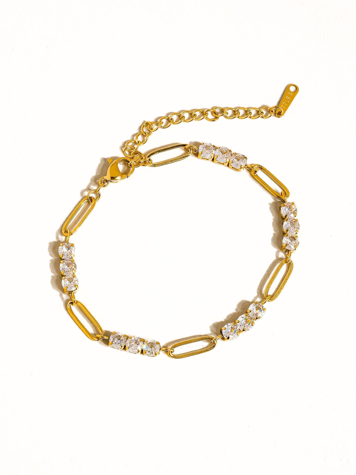 Basil Rhinestone Chain Bracelet