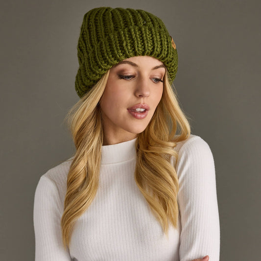 Olive Chunky Knit Beanie