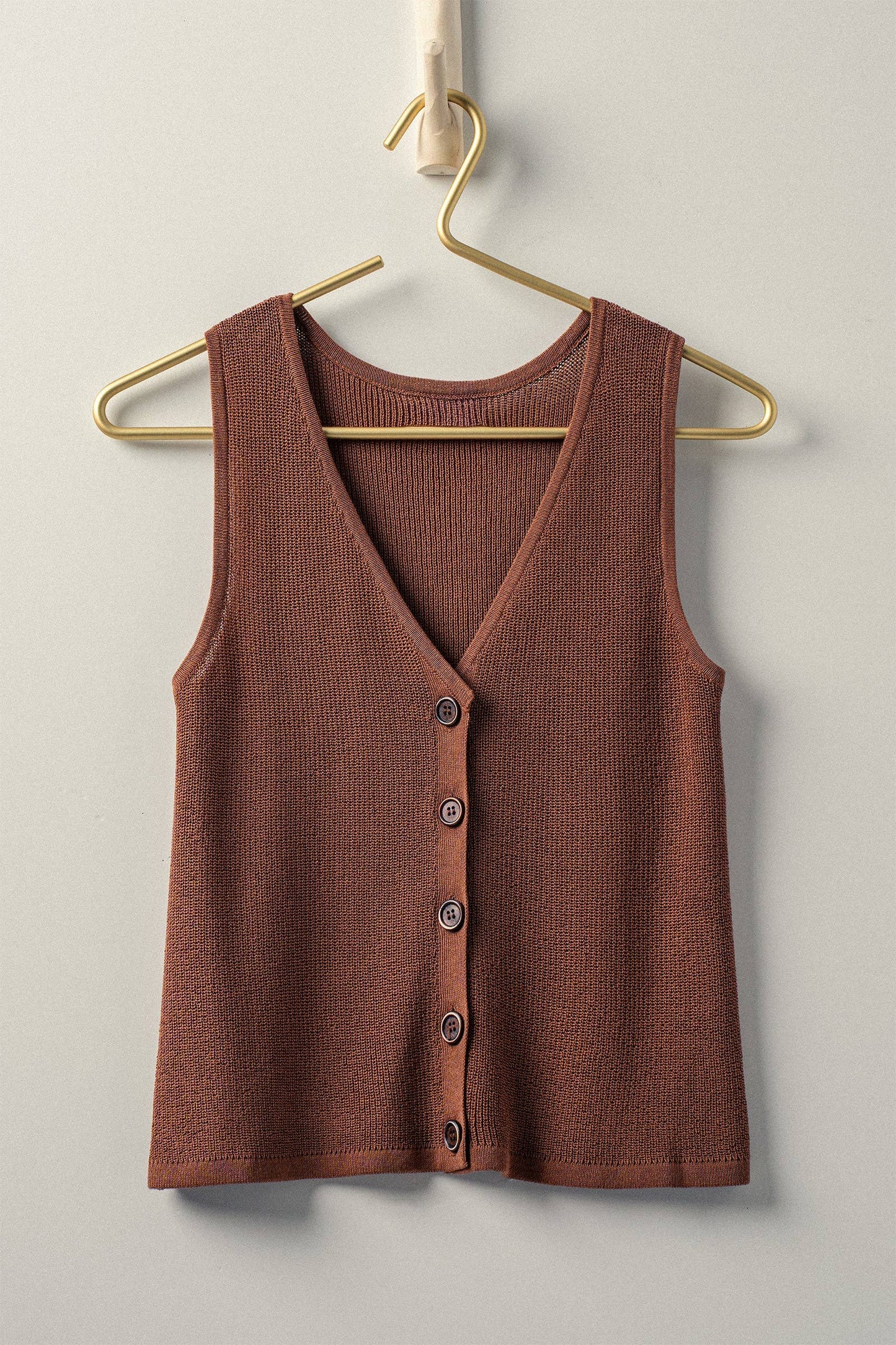 Button Front Crochet Knit Vest