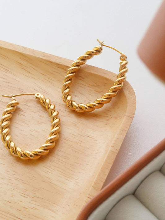 Brook Gold Braided Hoop Earring