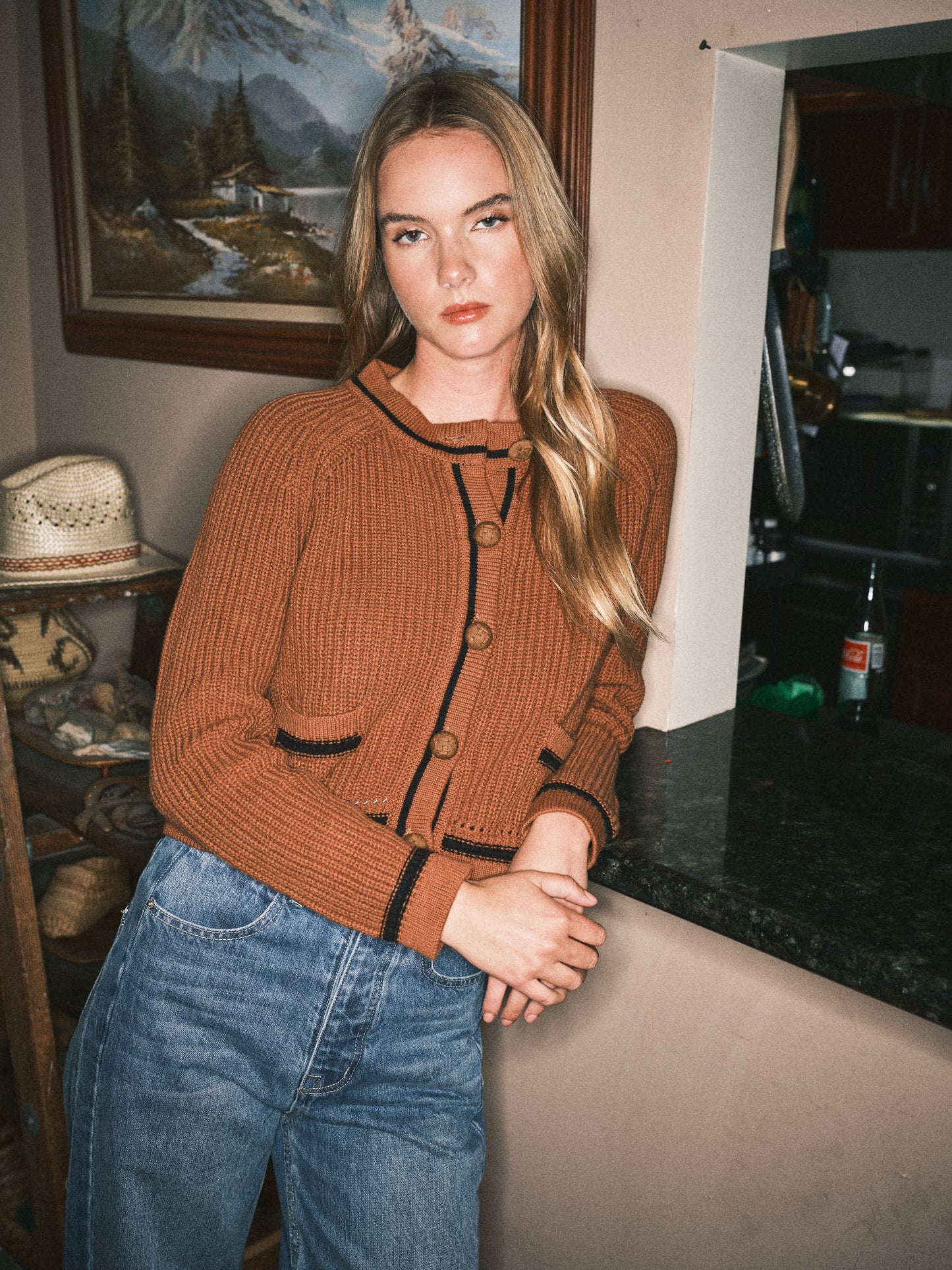 NUTMEG CHUNKY BUTTON DOWN CARDIGAN