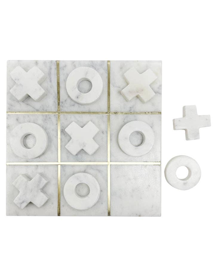 Decorative White Marble Tic Tac Toe