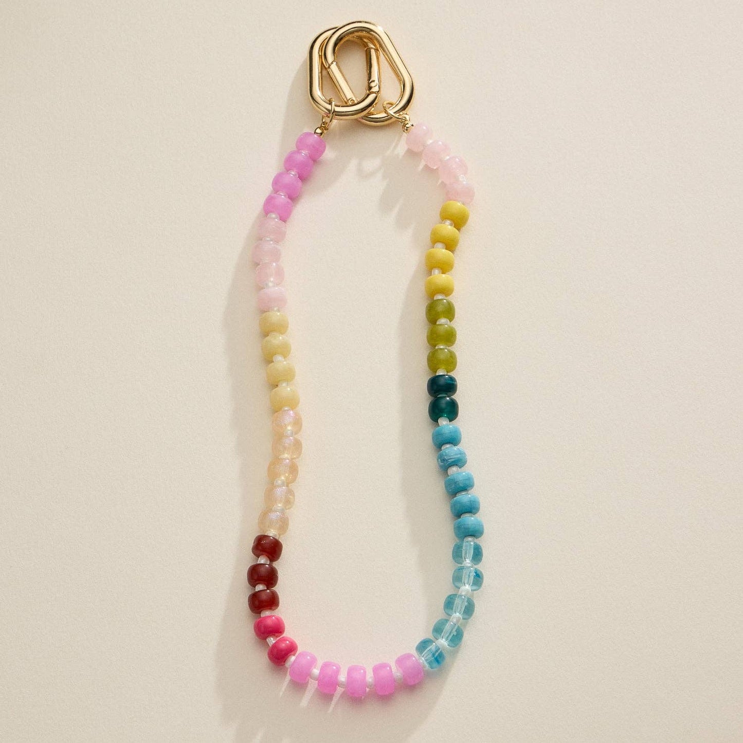 Colorful Beaded Bag Charm with Gold Clasp