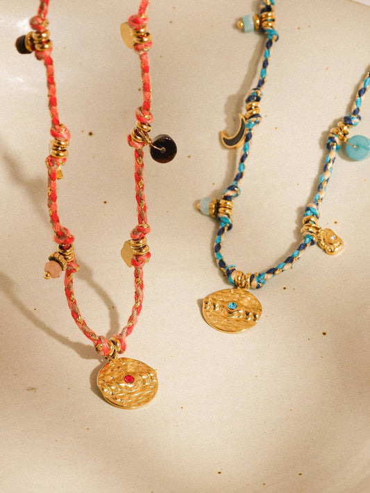 Indina Boho Charm Braided Necklace