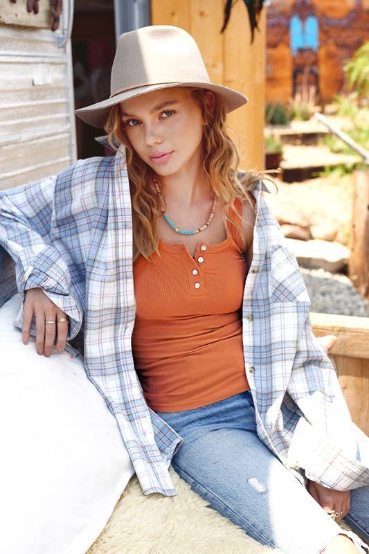 Basic Stretchy Button Tank Top