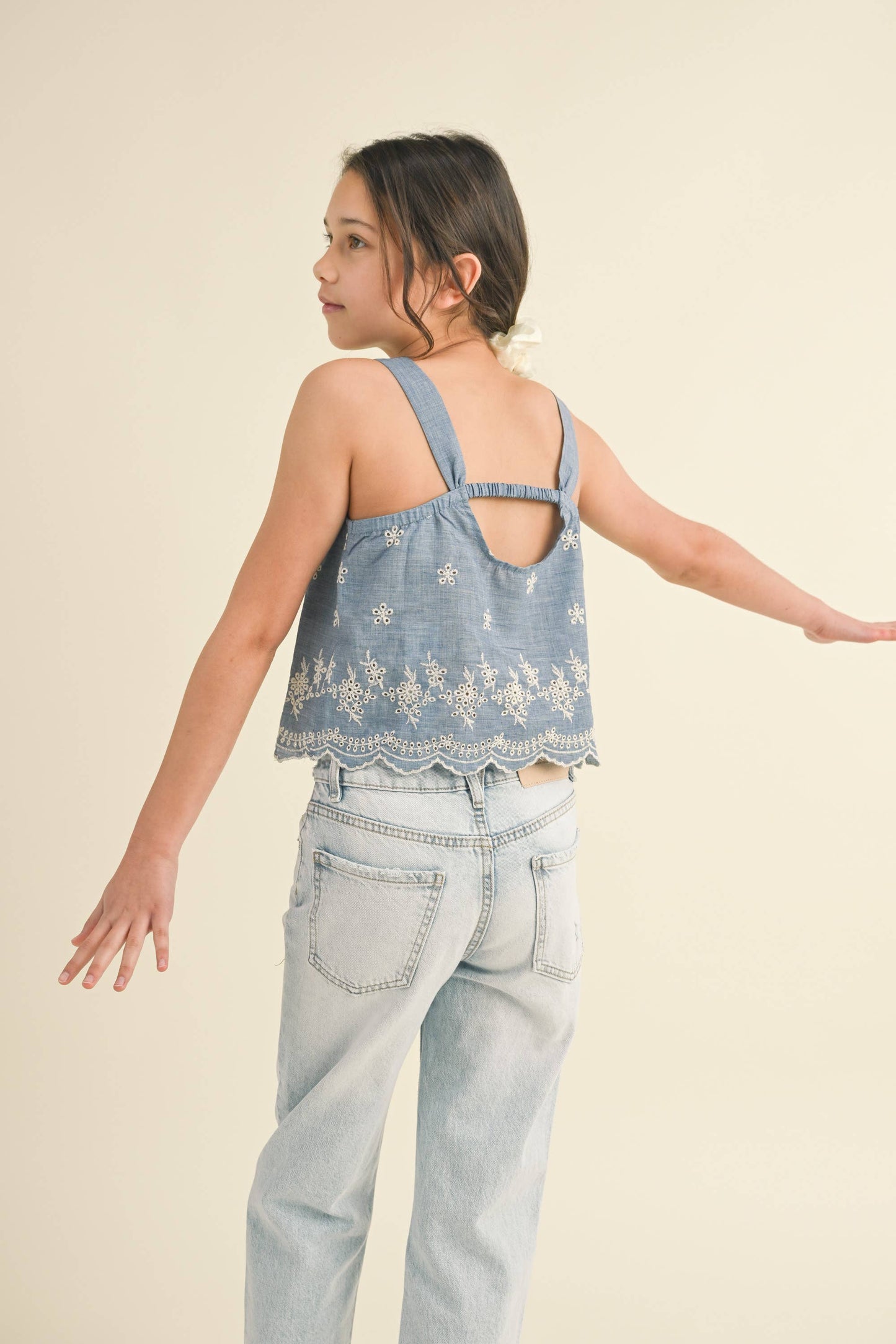 KIDS GIRLS BABYDOLL BACK CUTOUT TOP