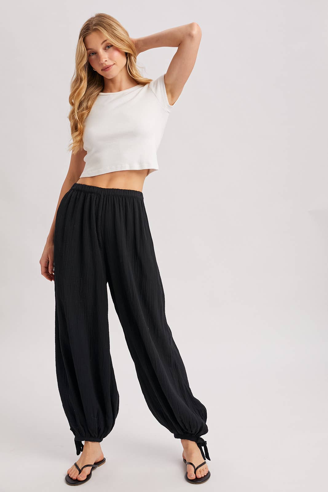 CRINKLED GAUZE JOGGER PANTS