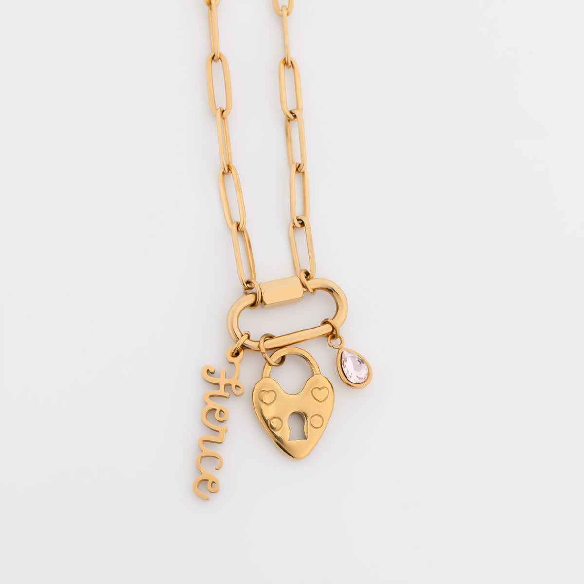 Gold Paperclip Carabiner Necklace