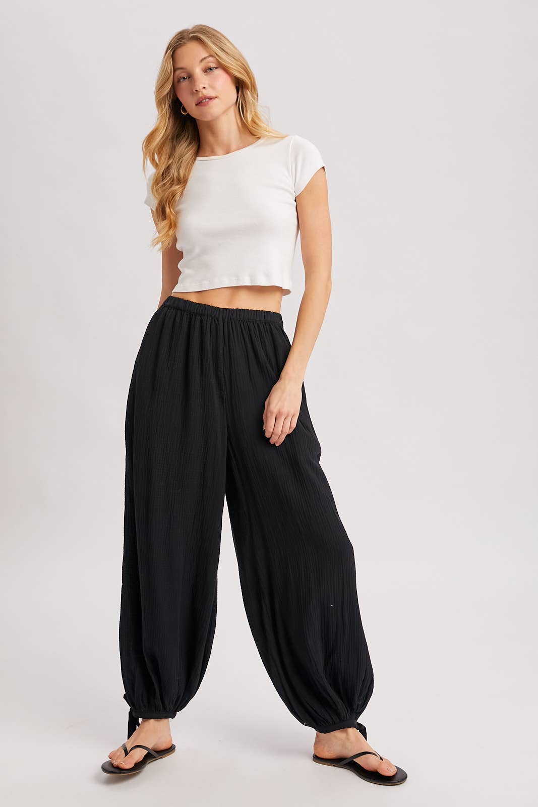 CRINKLED GAUZE JOGGER PANTS