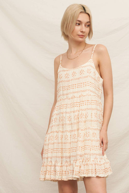 Ruffle Hem Sleeveless Mini Printed Dress