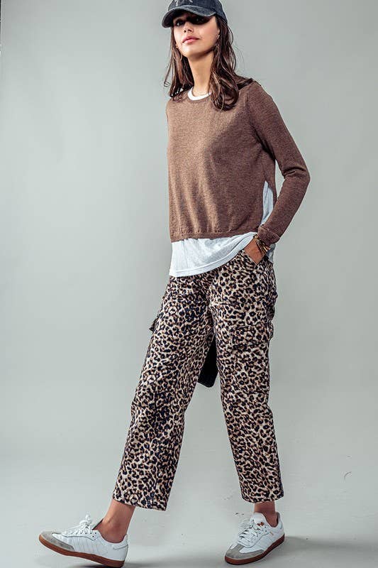 Crew Neck Long Sleeve Relaxed Fit Casual Sweater Top