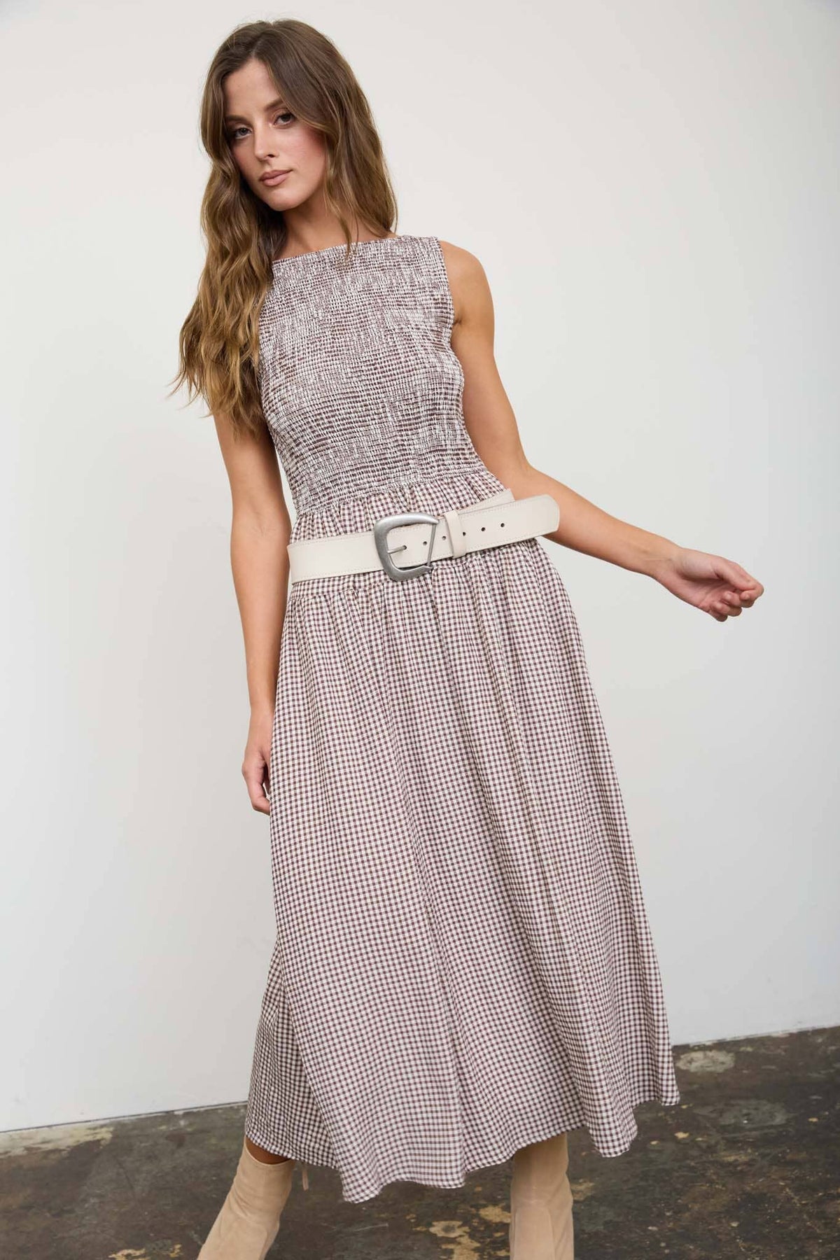 SIMPLY GINGHAM MIDI DRESS