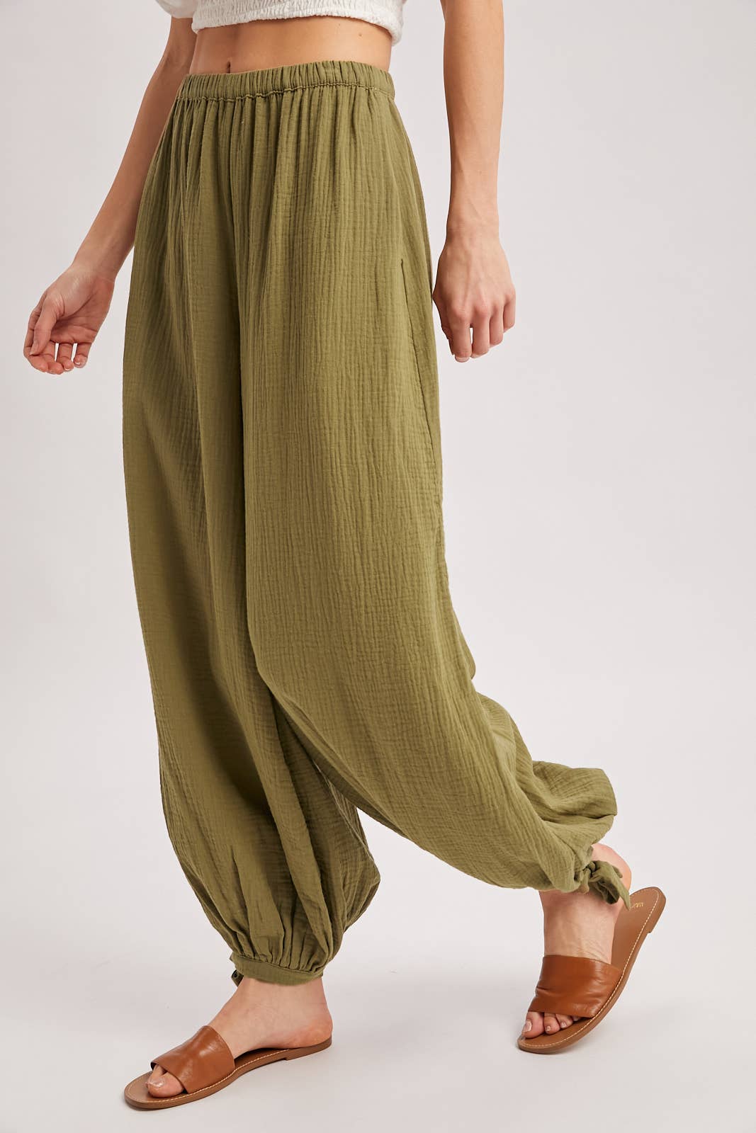 CRINKLED GAUZE JOGGER PANTS