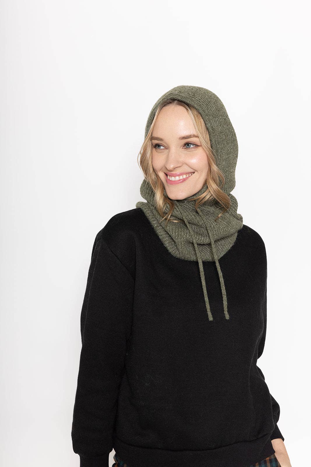 Solid Knit Drawstring Snoodie