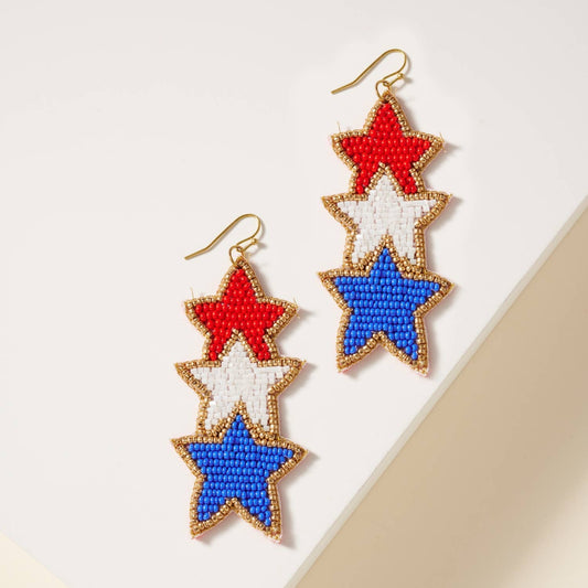 USA Stars Seed Beaded Earrings