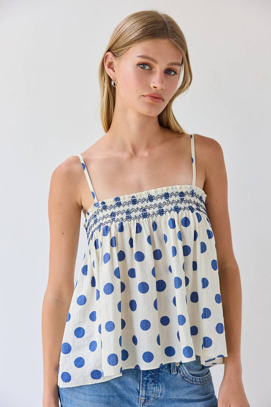 Polka Dot Smocked Cami