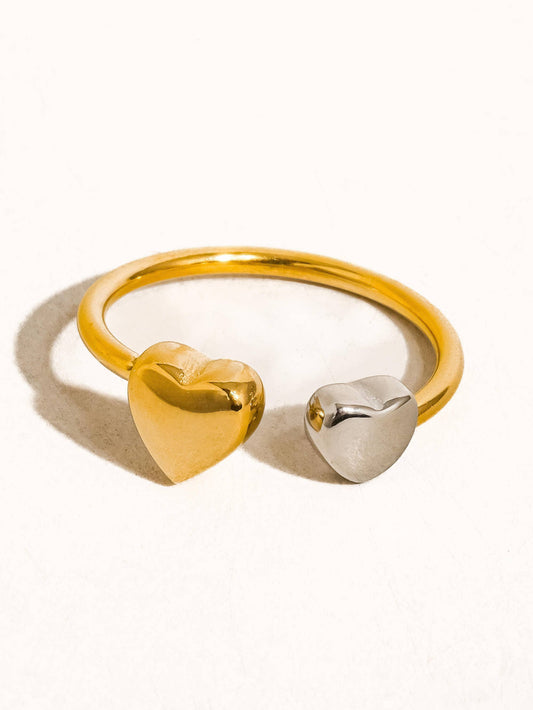 Loanni Two Tone Heart Ring